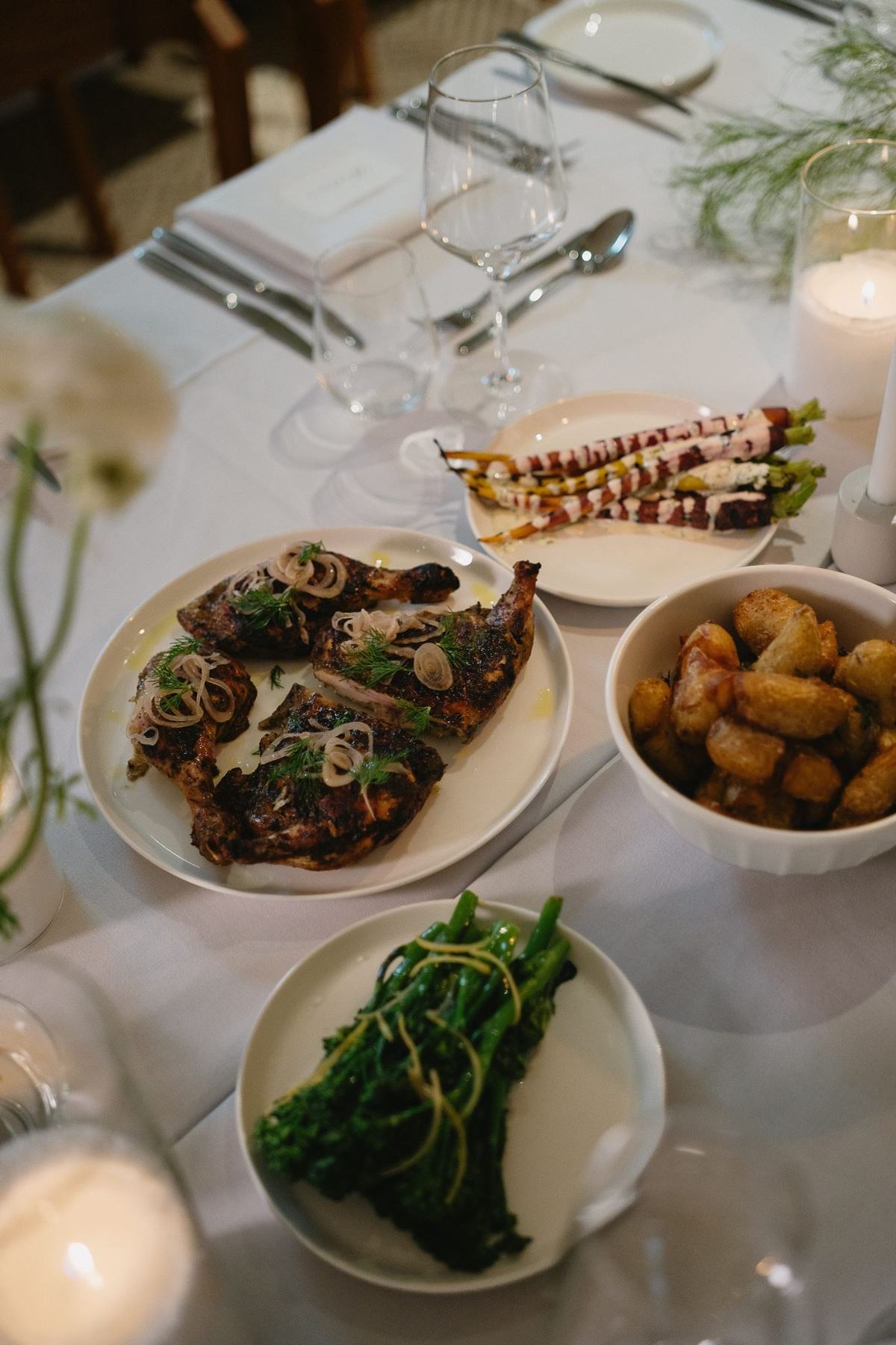 Shared plates on a wedding table